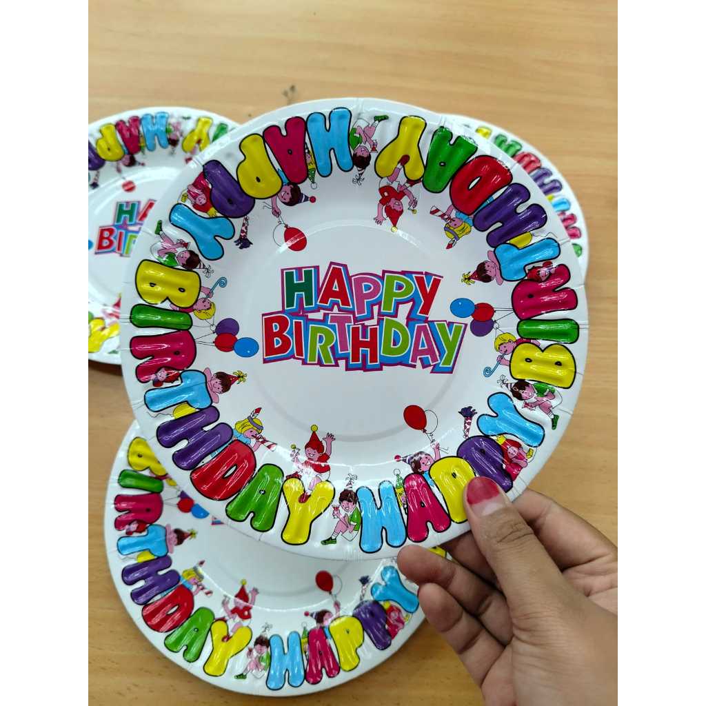 PIRING KUE 19CM MOTIF WARNA / PIRING KERTAS / PISING KERTAS BESAR / PIRING KERTAS PESTA
