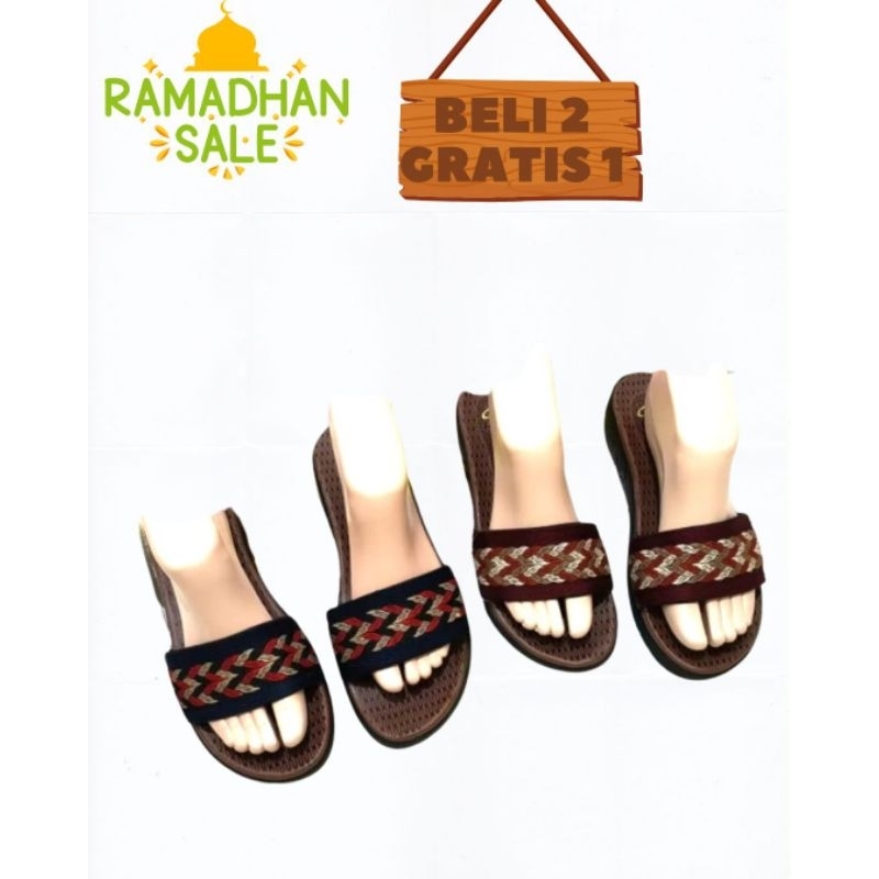 PROMO RAMADHAN BELI 2 GRATIS 1 (GRATISAN RANDOM) sandal wanital turki cantik sol love elegant 3cm ri