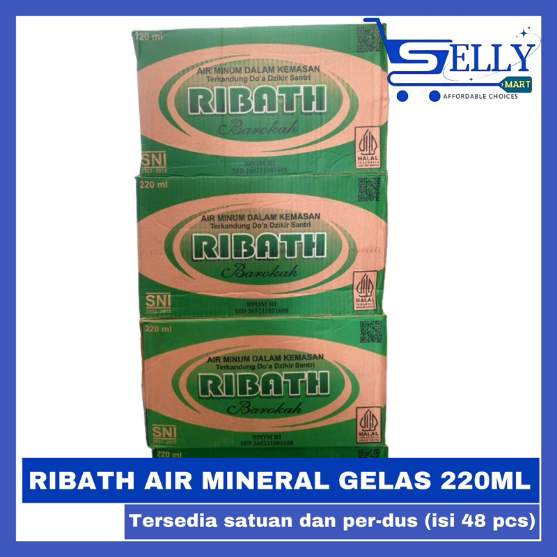 

RIBATH AIR MINERAL GELAS 220ML ISI 48 PCS (SATUAN DAN DUS)