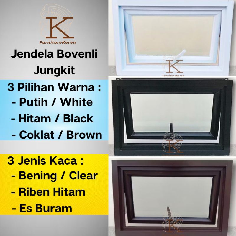 Jendela Bovenli Aluminium 60 x 40 Jungkit / Jendela Boven Bouven Aluminium 60x40 / Jendela Kaca / Al