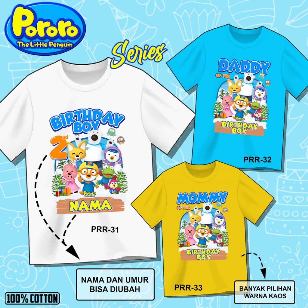 Kaos Ulang Tahun Anak / Kaos Ulang Tahun Tema Pororo
