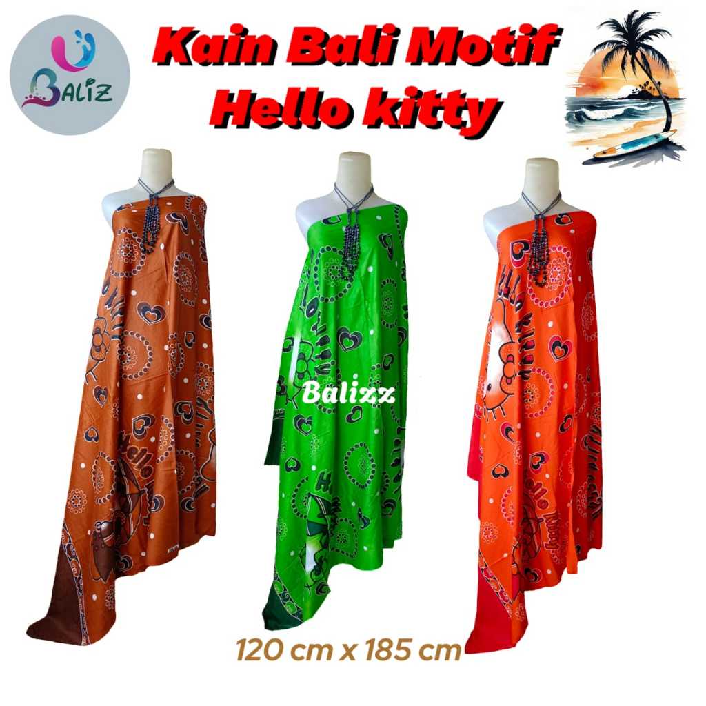 kain pantai motif Karakter Hello Kitty JUMBO - sarung pantai bali - kain pantai bali - sarung bali -