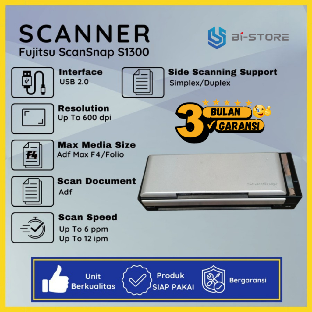 Scanner Folio F4 Portable Fujitsu ScanSnap S1300 Bisa Scan Duplex