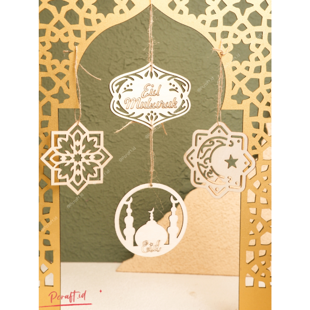 1pcs Hang tag kayu eid mubarak hampers, hang tag ramadhan, gantungan kayu eid muabrak