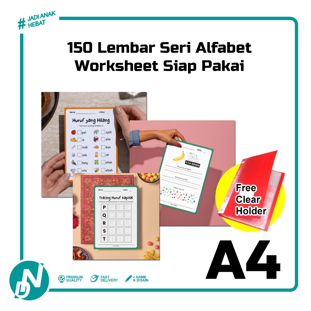 

Paket 150 Lembar Seri Alfabet Worksheet Belajar Anak Siap Pakai (A4)