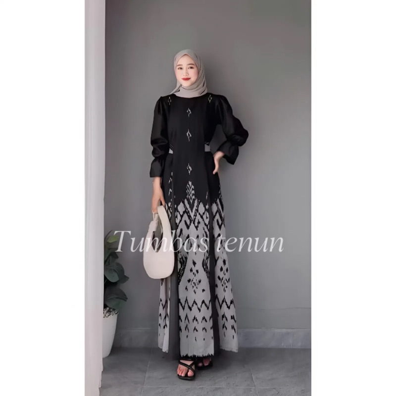 yuna dress tenun, couple tenun pasangan