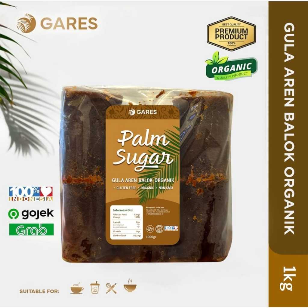 

(Gares) Gula Aren Balok Asli | 100% Gula Aren Asli Uk. 1kg (Compactible and Sealant Size)