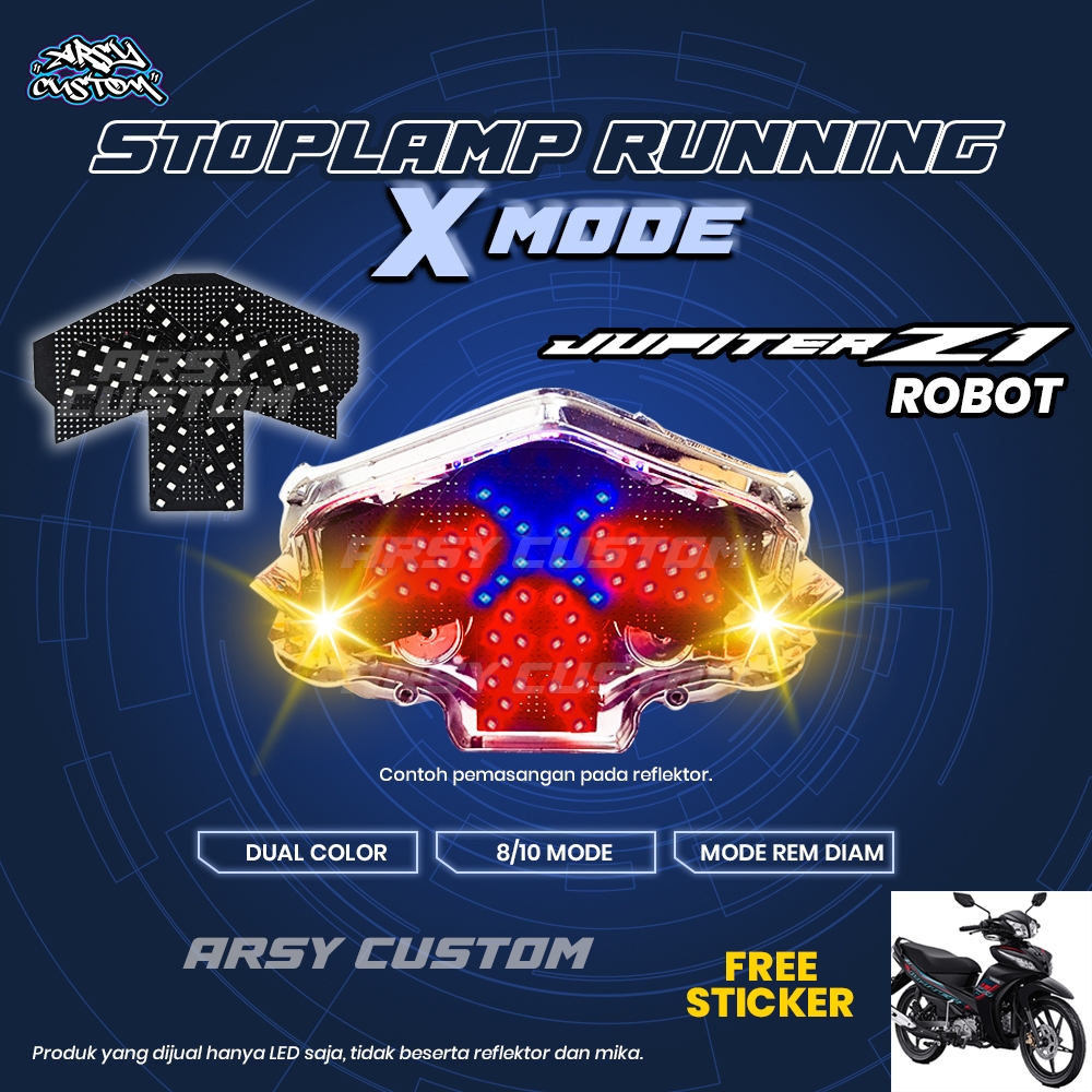 Lampu Rem Jupiter Z1 Robot X Running Mode 8 10 Otomatis Manual Lampu LED Aksesoris Variasi