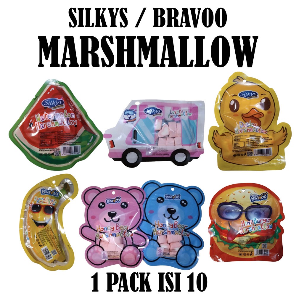 

SILKYS / BRAVOO MARSHMALLOW KARAKTER DUCKY / BANANA / WATERMELON / MINI BURGER ISI 10