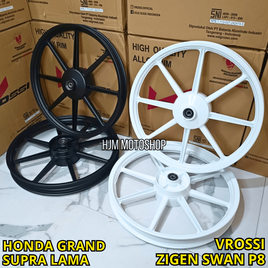 Velg Racing Grand / Supra Lama Palang 8 Depan Belakang Tromol VROSSI ZIGEN SWAN