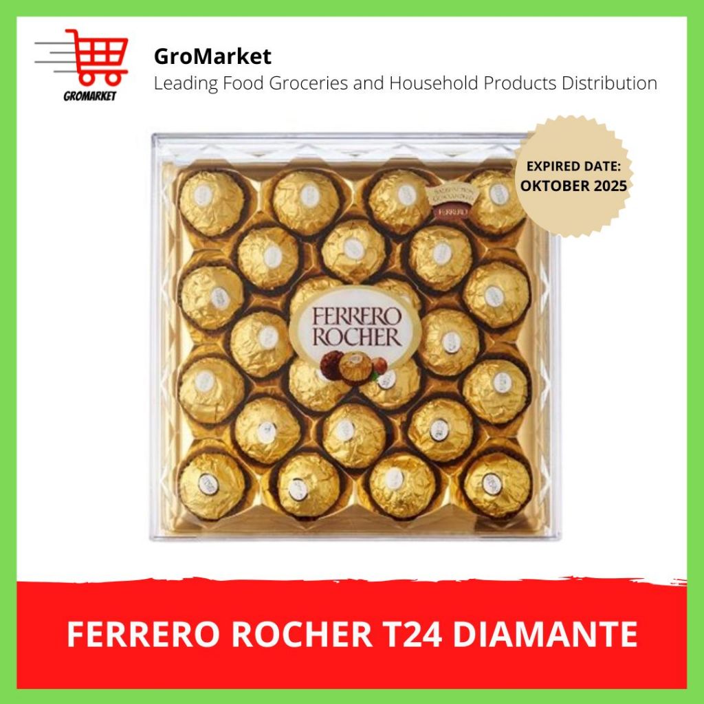 

Ferrero Rocher Chocolate T24 (isi 24), Expired OKTOBER 2025, PROMO HALAL!!