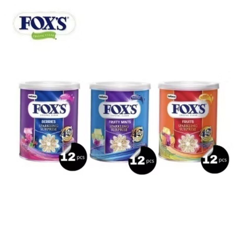 

[ 1 Karton 12 Kaleng ] Permen FOX'S Tin Crystal Clear Sparkling Surprise 170gr isi 12 Kaleng