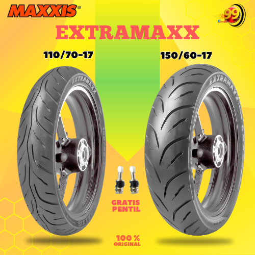 Paket Ban Motor Moge MAXXIS EXTRAMAXX 110/70 - 150/60 Ring 17 Tubeless