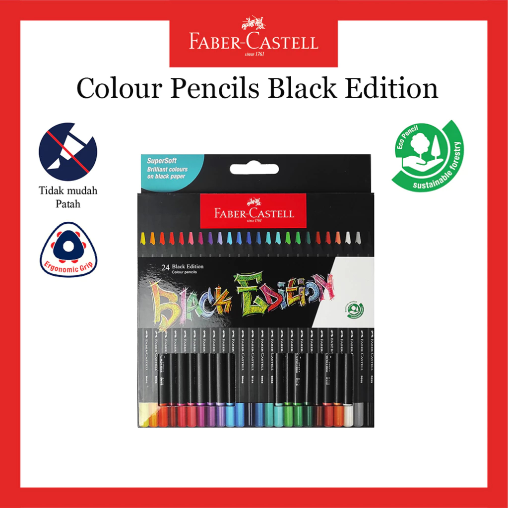 

Pensil Warna Faber Castell Black Edition 12 & 24 Warna / Black Edition Colour Pencil Set