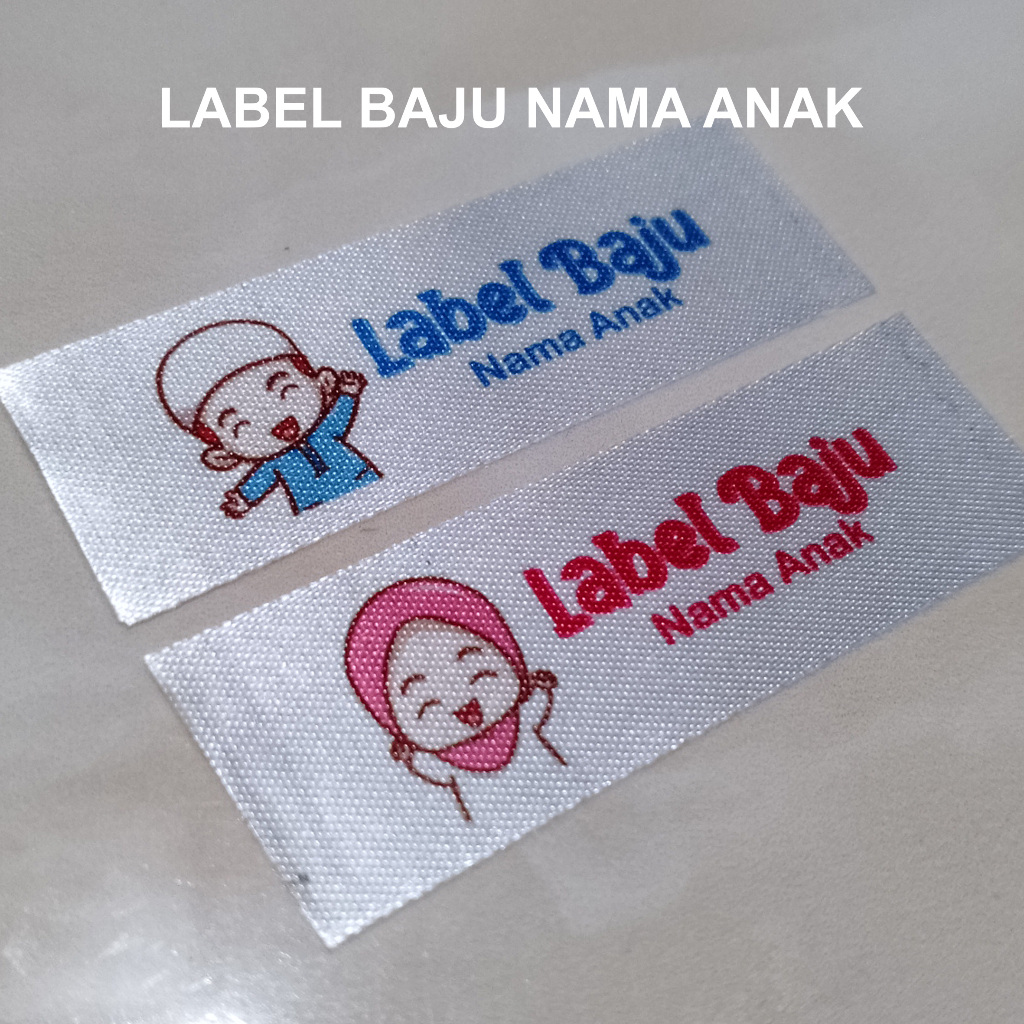 

Label Baju Nama Anak Custom Nama Sendiri 50pcs Bahan Satin Printing