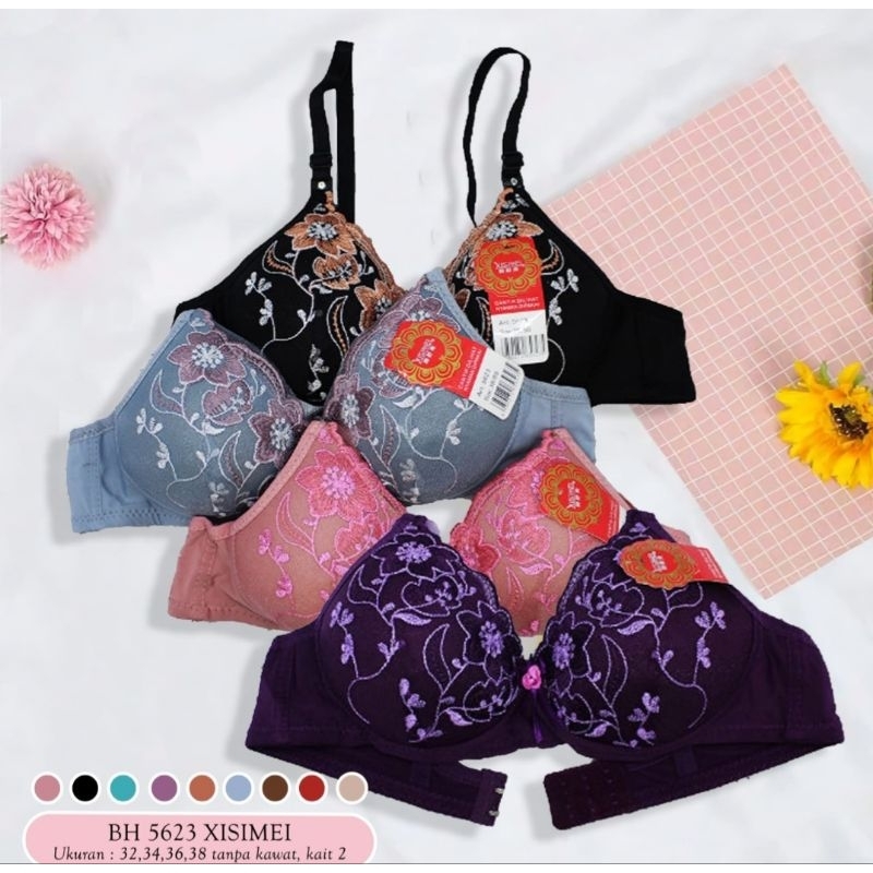[ZDS] BH XISSMEI - CUP A BUSA TIPIS KAIT 3 MOTIF BORDIR 32 34 36 38 BRA DALAMAN WANITA