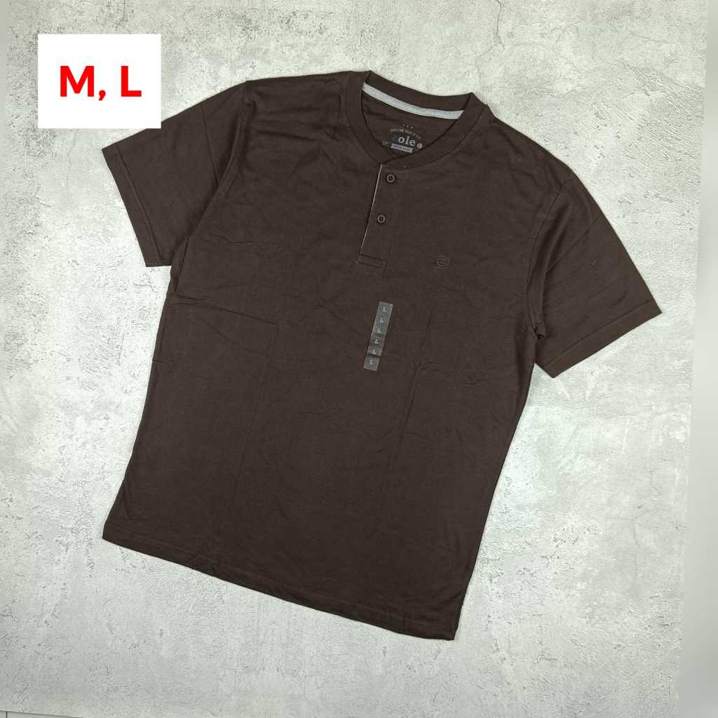 (CKH) Cole kaos polo koko kancing Henley Pique baju pria cowok lengan panjang pendek