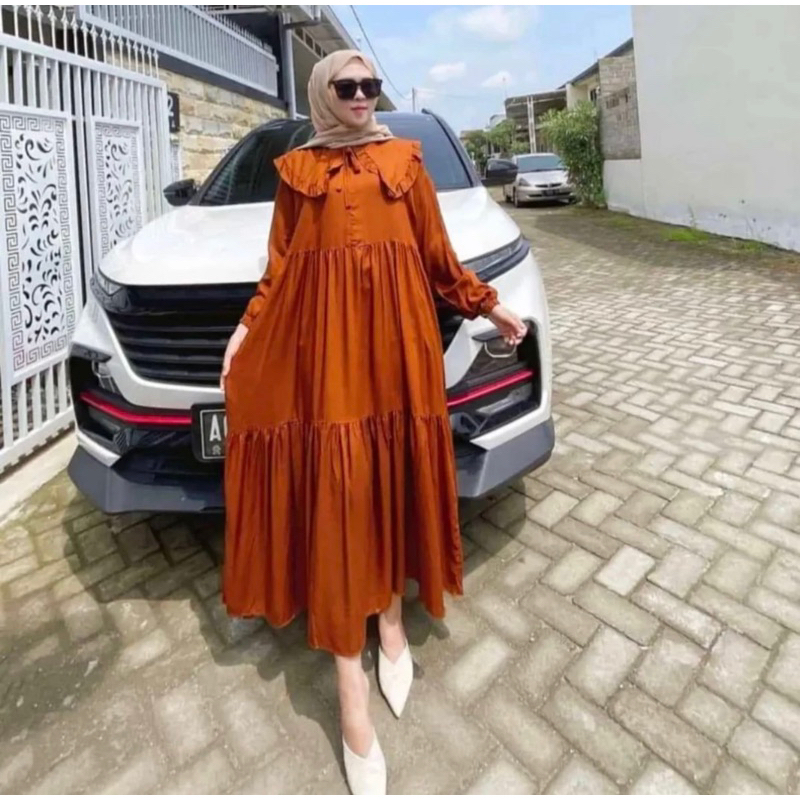 Gamis Midi Dress Polos Rempel