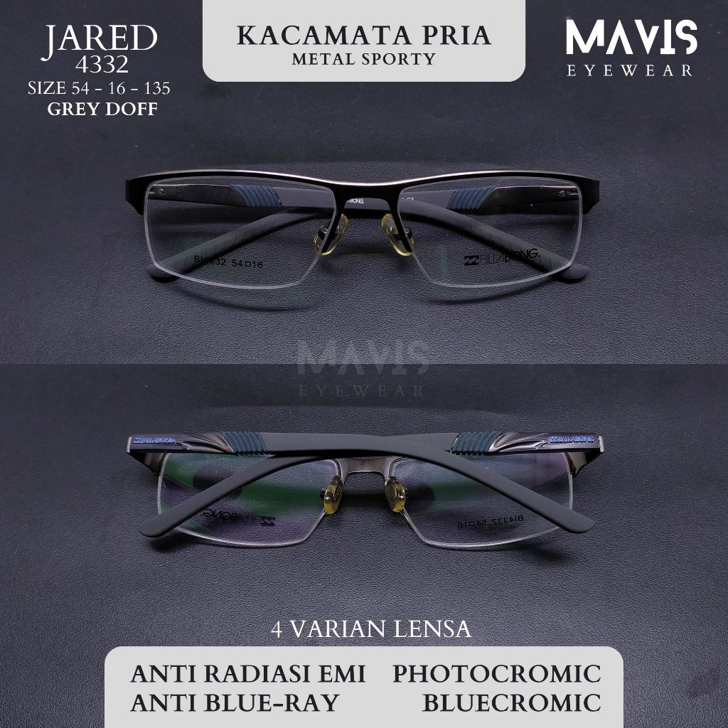 JARED Kacamata Pria Elegan Sporty Minus -0.25 s/d -8.00 Silinder -2 Lensa Anti Radiasi Blueray Photo
