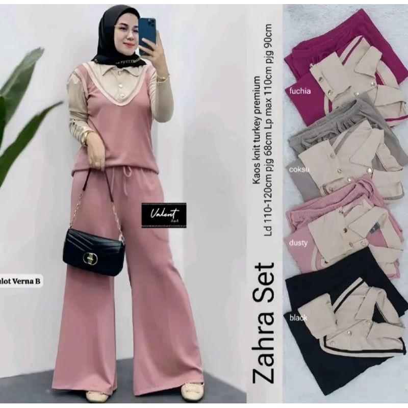 SETELAN WANITA CELANA KULOT ZAHRA SET