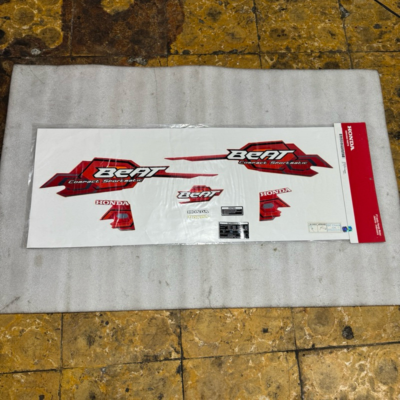 Stiker stripping striping decal graphic Honda Beat karbu karburator merah 2008 2009 ori original AHM