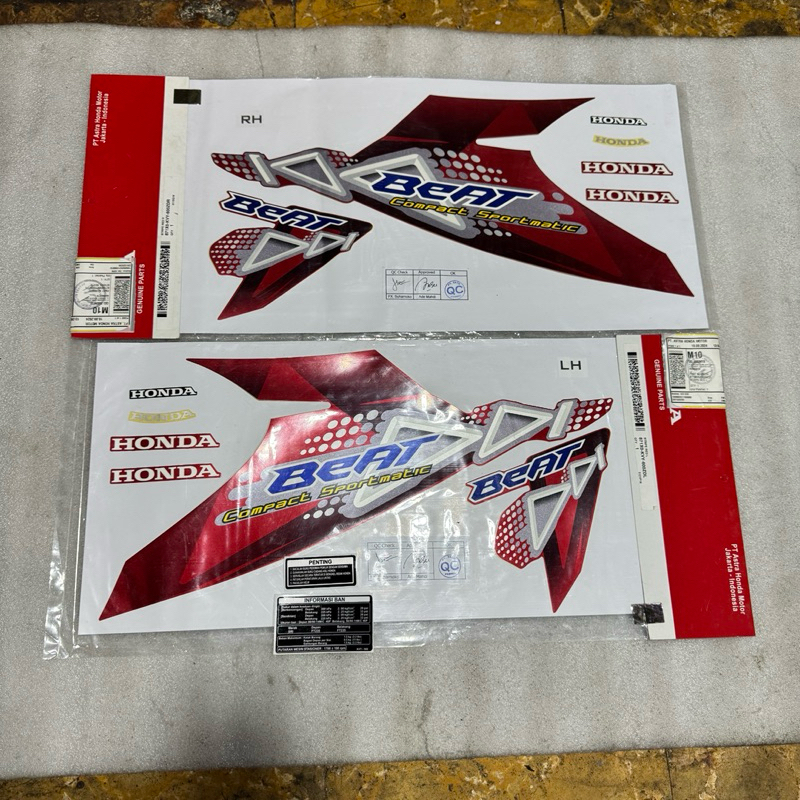 Stiker stripping striping decal graphic Honda Beat karbu karburator merah 2011 2012 ori original AHM