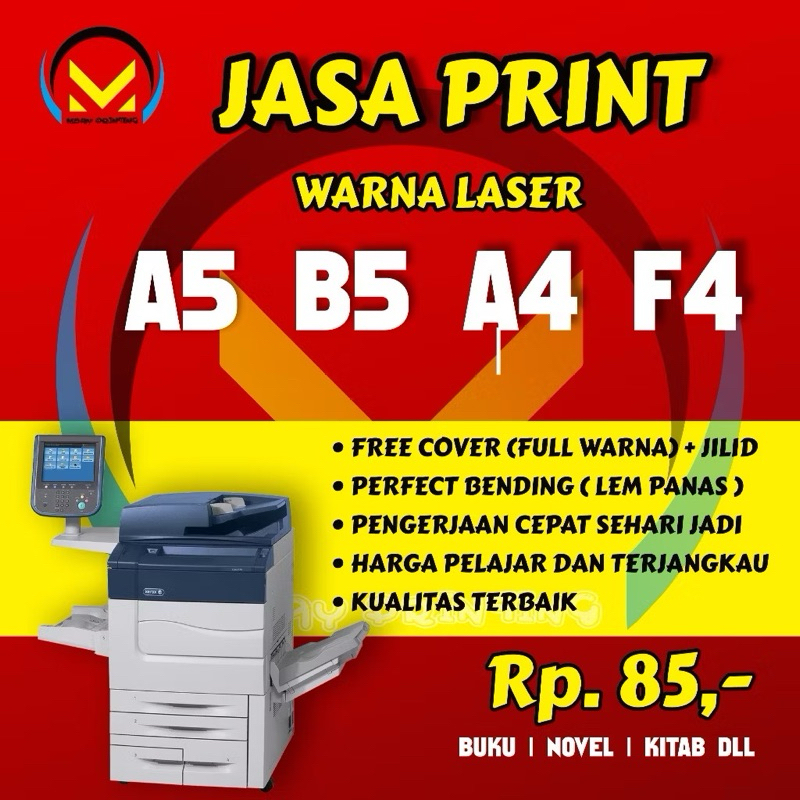 

Jasa Print Warna / Cetak buku warna dengan menggunakan mesin laser terbaik | A5 , B5 , A4 , F4 , A3