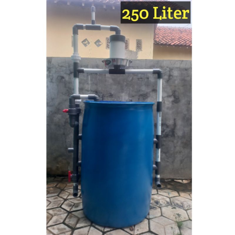 Tong drum tabung Filter air sumur kuning bau berkarat airator venturi 250 liter pompa sibel