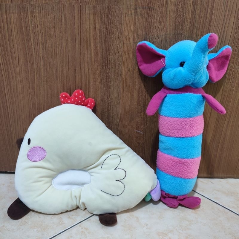 Bantal Kepala Bayi dan Guling Boneka Gajah Second Preloved