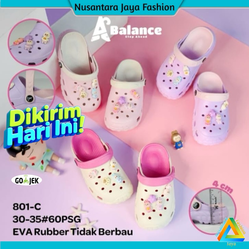 30-35 BALANCE PREMIUM Sandal Anak Clogs Baim Sandal Anak Perempuan Gemoy 801-C