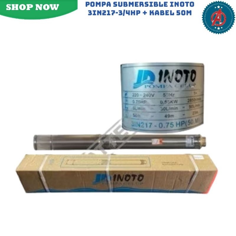 Pompa Submersible Inoto 3 In 217 3/4 HP + Kabel 50M Pompa Celup Satelit 3/4 HP Inoto 3 In 217 50M