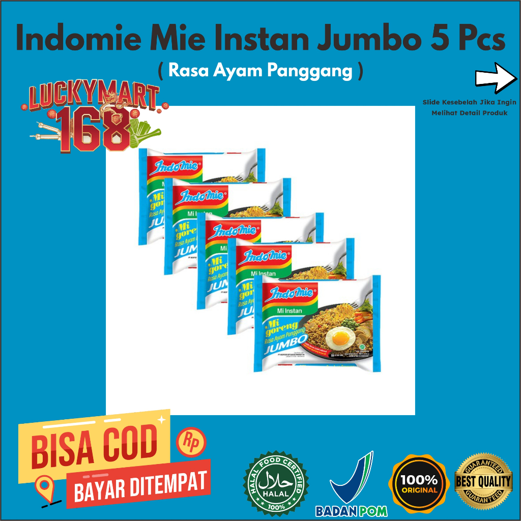 

INDOMIE Mi Instan Goreng Jumbo Ayam Panggang 5 Pcs x 127Gr