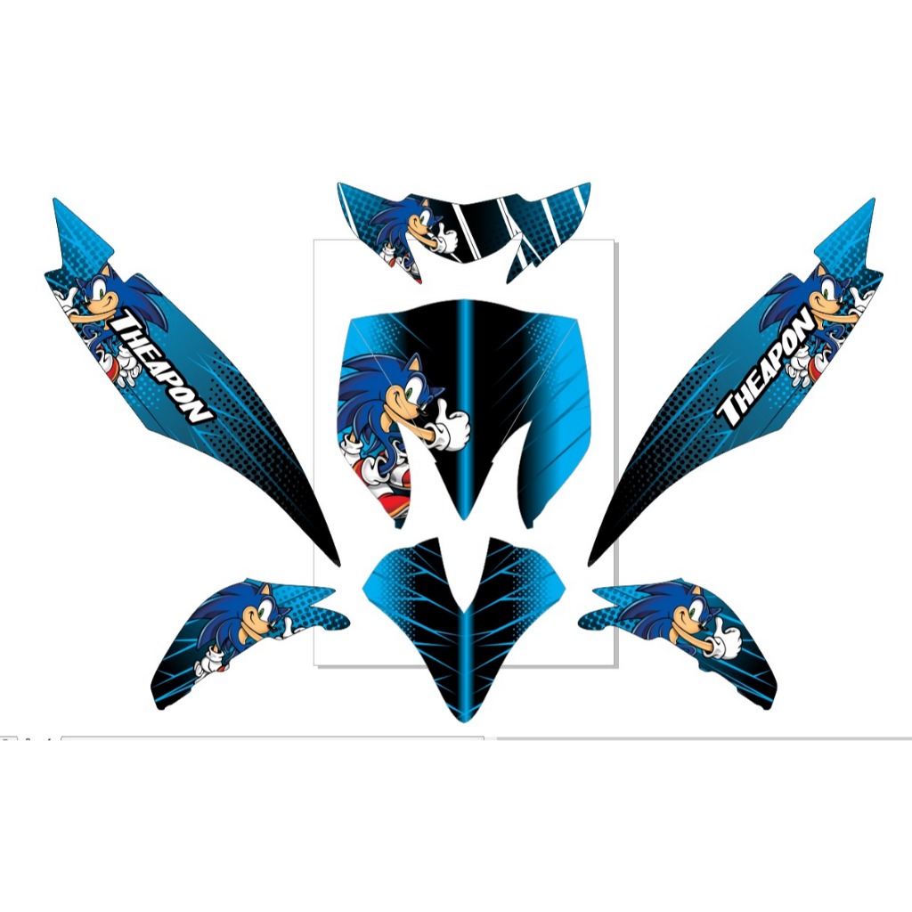 Decal Stiker Yamaha Mio GT Motif SONIC BIRU D-R6-010
