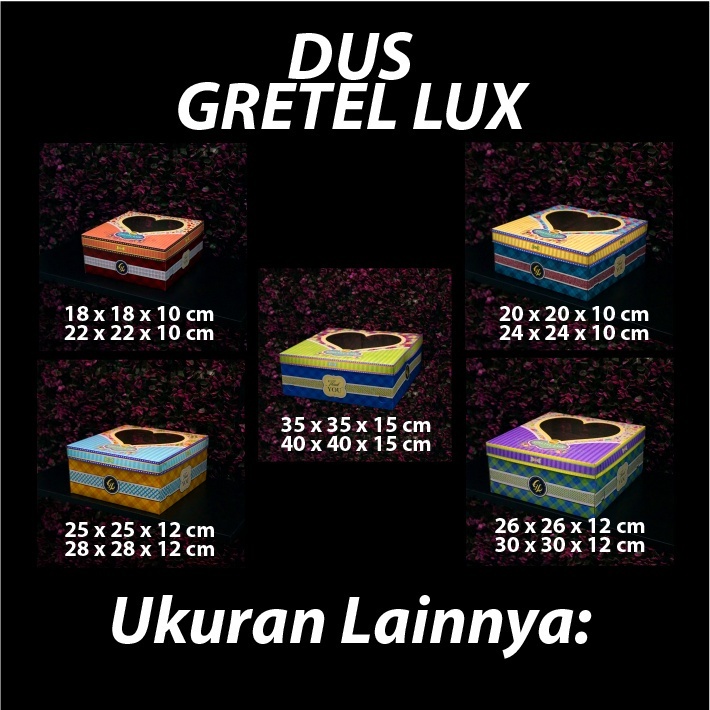 

dus gretel lux / dus cake motif bermacam ukuran
