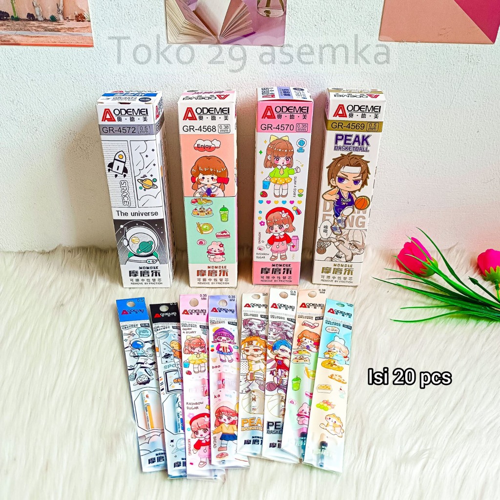 

REFFIL PULPEN ODEMEI 1 BOX ISI 20PCS ISI ULANG PEN BISA DIHAPUS PULPEN BOLPOIN UNIK MURAH COD