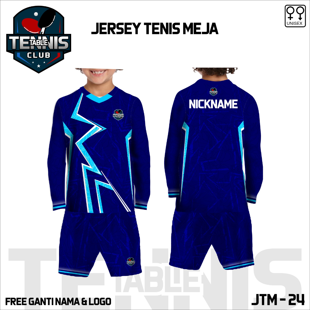 Setelan jersey anak table tennis baju pingpong kaos olahraga tenis meja lengan panjang