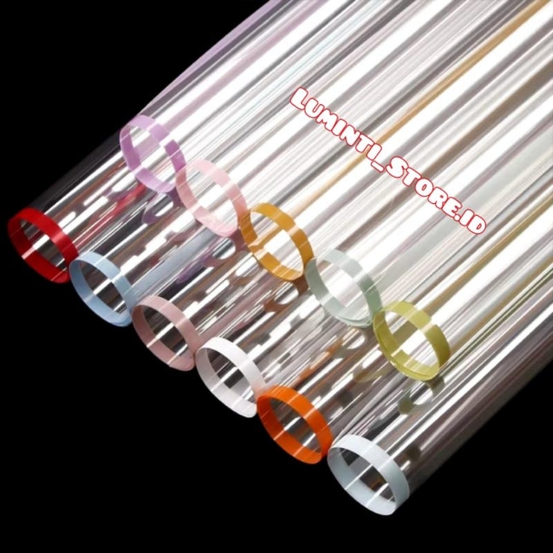 

Flower Wrapping Paper OPP Transparan Bening List Warna Kertas Buket Bunga Tranparan List Warna Waterproof
