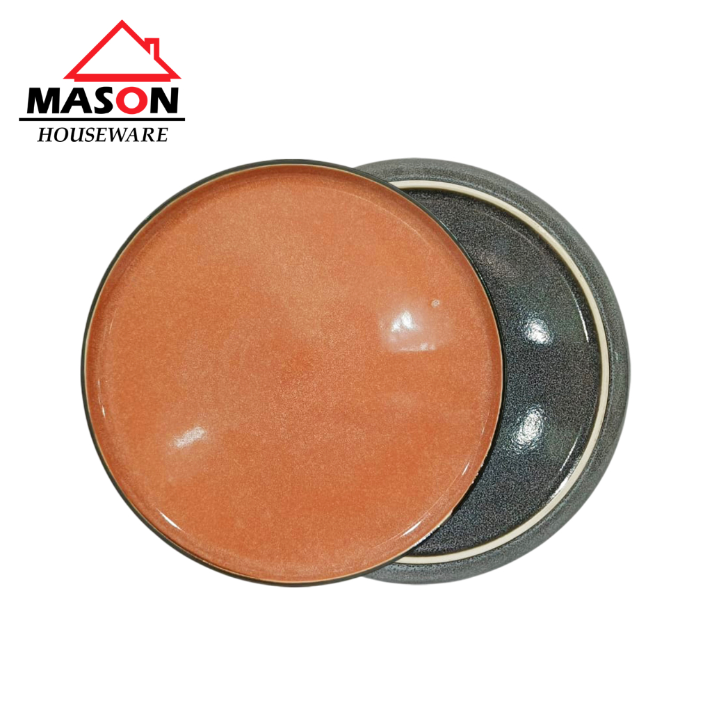 DINNER PLATE MARBLE MOTIF ORANGE ABSTRAK