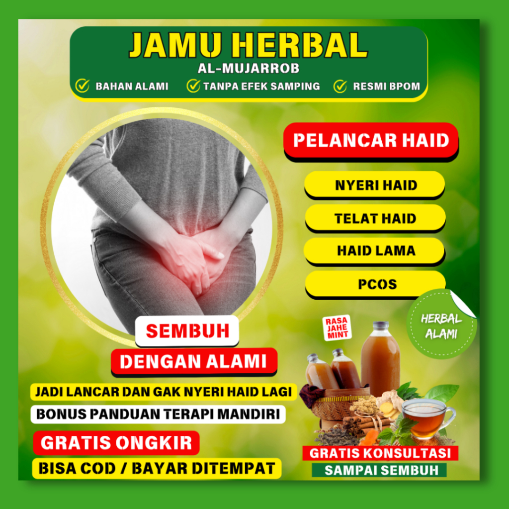 

Jamu herbal al mujarrob Melancarkan Haid Nyeri Obat alami Ampuh BPOM Gratis ongkir COD