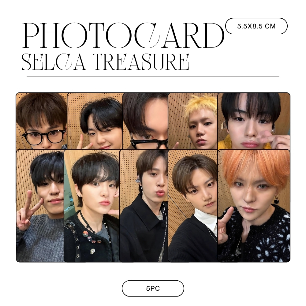 PHOTOCARD TREASURE SELCA LAST NIGHT (ISI 5 PCS + LAMINASI 2 SISI) TANDA TANGAN TTD KPOP CARDS IDOL K