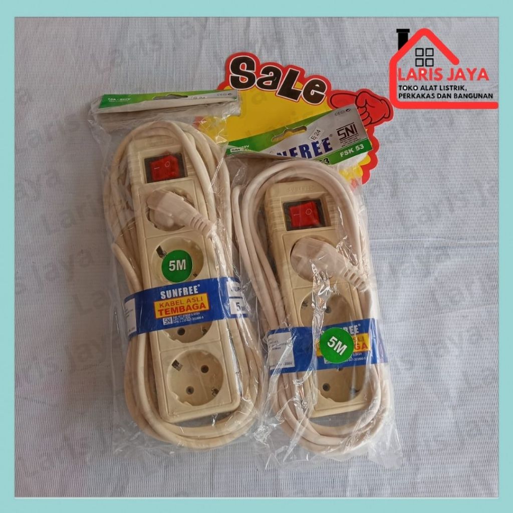 Cok Sambung Sunfree / Stop Kontak Saklar Sunfree 5 Meter