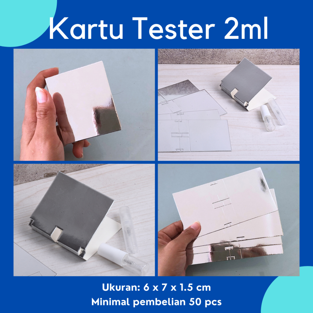 

(Per 50pcs) Amplop Tester Parfum 2ml Silver Kilap Metalized Mewah Polos
