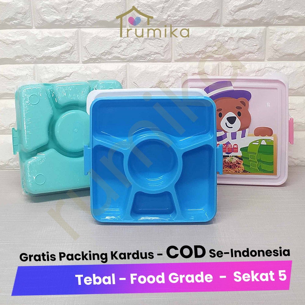Kotak Makanan Bergizi - Lunch Box Sekat 5/ Tempat Bekal Anak - Tepak Makan / Lunchbox Souvenir Ulang