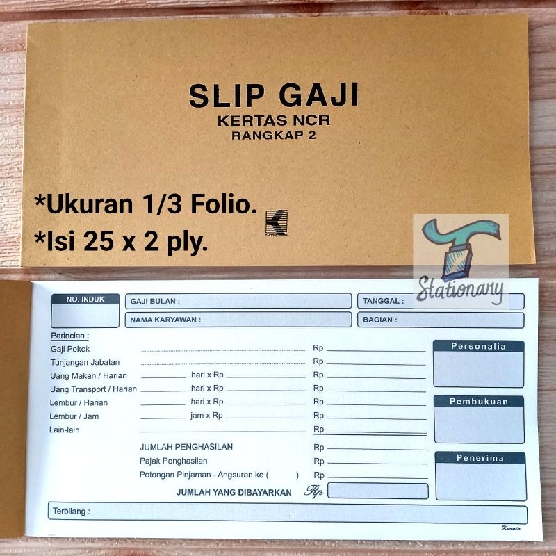 

Buku Slip Gaji 1/3 Folio , 2 Rangkap.