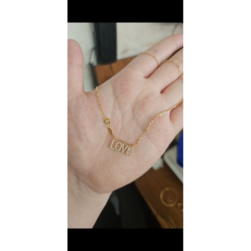Kalung koye nori love hati kecil mahkota emas asli 375 8k mas muda