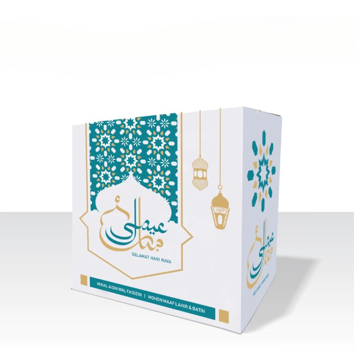 

( 10 Pcs )Box Karton Parcel Sembako Lebaran Hari Raya Idul Fitri Murah Kokoh Tebal Motif Batik Ukuran 30x20x33 Cm
