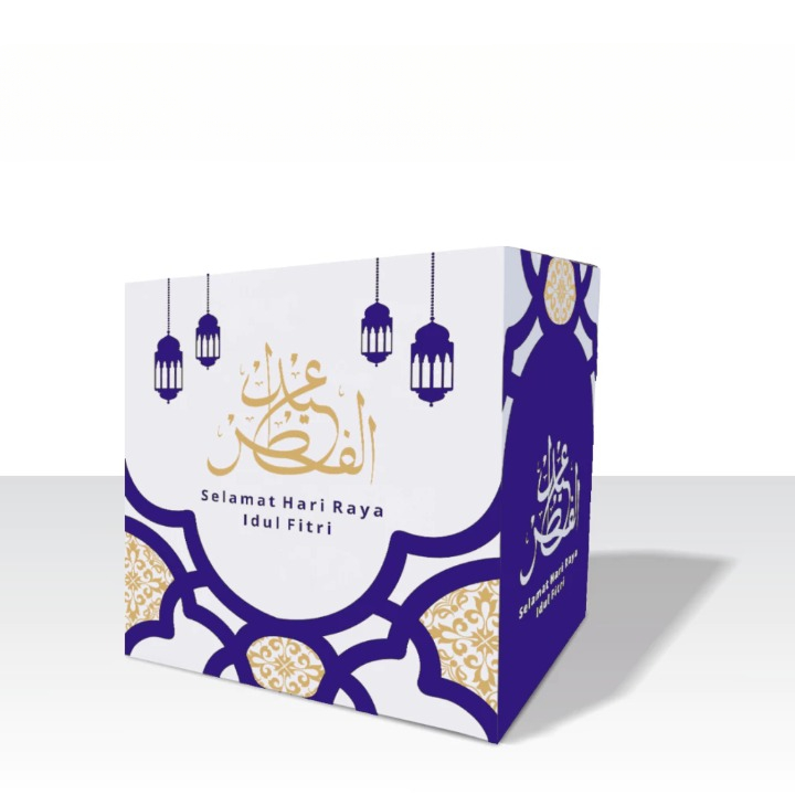 

( 10 Pcs )Box Sembako Edisi Lebaran Hari Raya Idul Fitri Murah Bahan Tebal Kokoh Motif Kandella Biru Ukuran 30x20x33 Cm