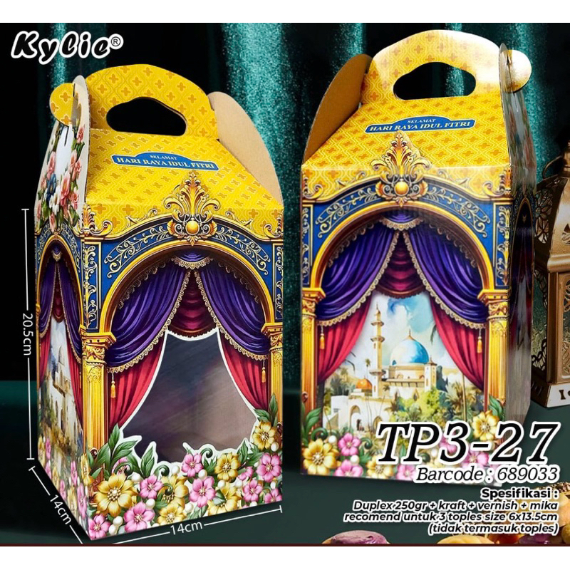 

TP3-27 (1pcs) Box Kue Hampers Idul Fitri Lebaran 14x14x20.5 cm Toples Bulat 500gr isi 3