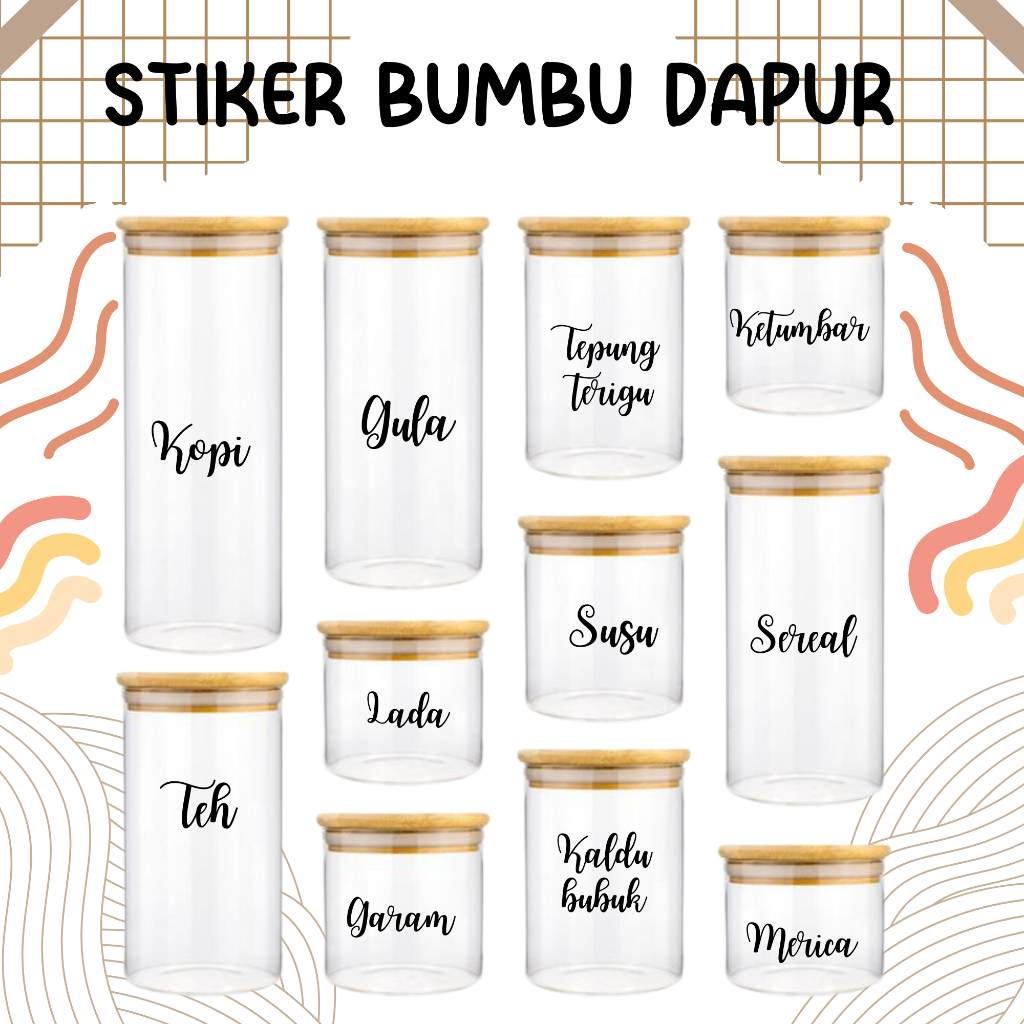 Stiker Bumbu Dapur/Kitchen label Waterproof Tahan air Stiker Transparan/stiker label custom/stiker l