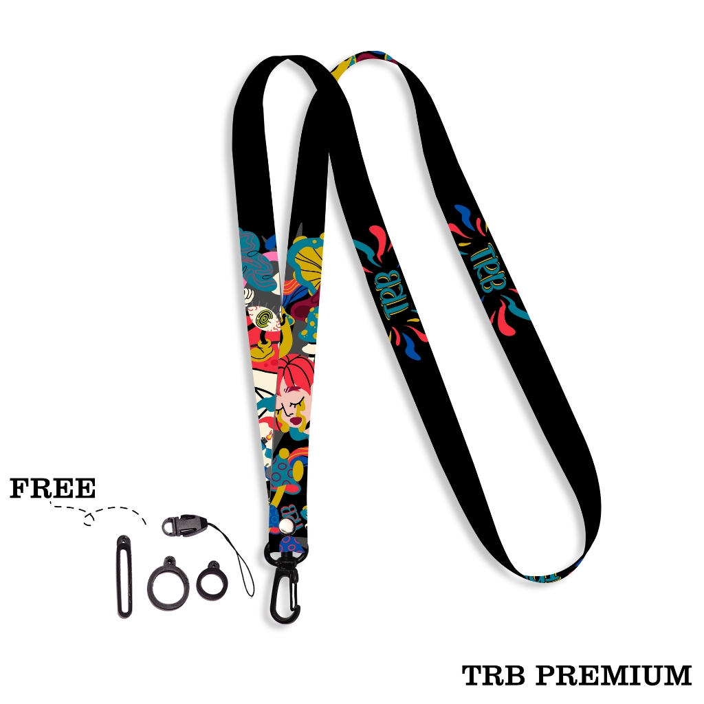 

Lanyard ID Card Holder Gantungan Name Tag 1,5 cm Free Oring Kaitan Black - Trb Premium Lanyard 9
